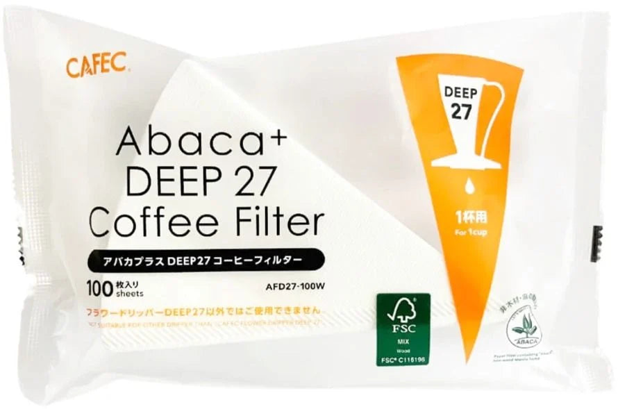 CAFEC Abaca Plus DEEP27 Cone Paper Coffee Filter | 100pcs - Fyngan